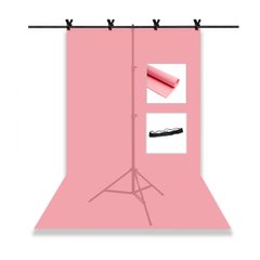 Набір для зйомки devicity: Рожевий ПВХ фон для фото GALE Р4 1.2×2 м + Стійка тримач для фотофона Linko Zenith 1.5×2 м