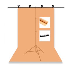 Набор для съемки devicity: Оранжевый ПВХ фон для фото GALE Р4 1.2×2 м + Стойка держатель для фона Linko Zenith 1.5×2 м