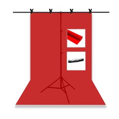 Набір для зйомки devicity: Червоний ПВХ фон для фото GALE Р4 1.2×2 м + Стійка тримач для фотофона Linko Zenith 1.5×2 м