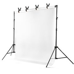 Набір для зйомки devicity: Білий Вініловий фон 1.6×3 м + Стійка ворота для фотофона 2×2 м