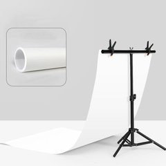 Набір для зйомки devicity: Білий ПВХ фон для фото GALE Р4 0.7×1.4 м + Стійка тримач для фотофона 0.68×0.75 м