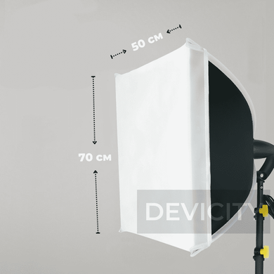 Набір постійного студійного світла DEVICITY LZ5070 (софтбокс 50х70 см вбудованою стійкою та цоколем E27) - комплект 2 шт без ламп