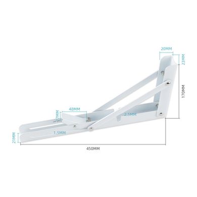 Відкидний механізм KONSOLKA A45 см (Біла) - кронштейн, консоль для відкидного стола, полиці (Компл. 2 шт)