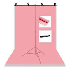 Набор для съемки devicity: Розовый ПВХ фон для фото GALE Р4 1.5×2 м + Стойка держатель для фона Linko Zenith 1.5×2 м