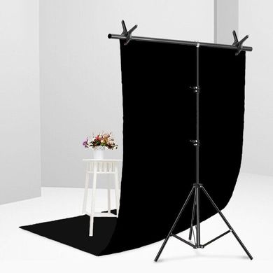 Набір для зйомки devicity: Чорний ПВХ фон для фото GALE Р4 1.2×2 м + Стійка тримач для фотофона 2×2 м