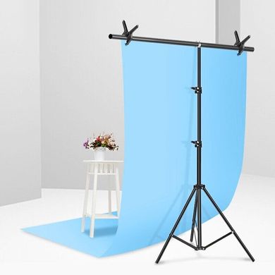 Набір для зйомки devicity: Блакитний ПВХ фон для фото GALE Р4 1.2×2 м + Стійка тримач для фотофона 2×2 м