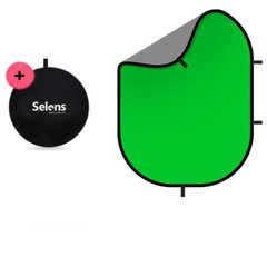 Складной фотофон 2 в 1 Зеленый (Хромокей) и Серый Selens 1,5 х 2 м + Чехол
