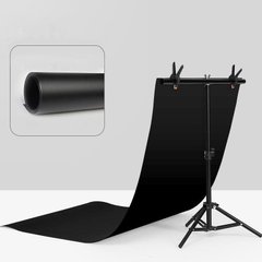 Набор для съемки devicity: Черный ПВХ фон для фото (мат/глянец) GALE Р4 0.7×1.4 м + Стойка держатель для фотофона 0.68×0.75 м