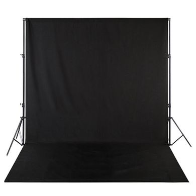 Набір для зйомки devicity: Чорний тканевий фон для фото Deep Cloth 2×3 м + Стійка ворота для фотофона 2×2 м