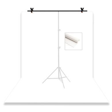 Набор для съемки devicity: Белый ПВХ фон для фото GALE Р4 1.2×2 м + Стойка держатель для фона 1×2 м