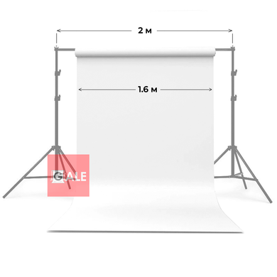 Белый виниловый фон для фото GALE P500 на трубе Crossbar D50 1.6×5 м Матовый, поставляется без держателя