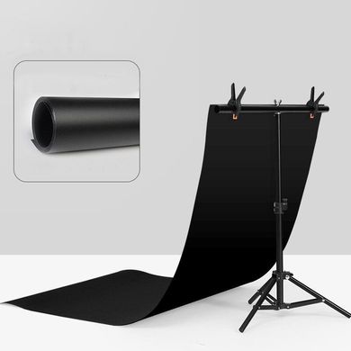 Набір для зйомки devicity: Чорний ПВХ фон для фото GALE Р4 0.7×1.4 м   Стійка тримач для фотофона 0.68×0.75 м