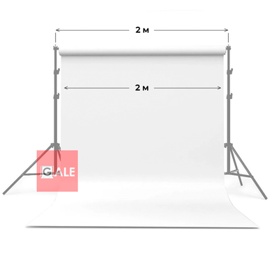 Белый виниловый фон для фото GALE P500 на трубе Crossbar D50 2×5 м Матовый, поставляется без держателя