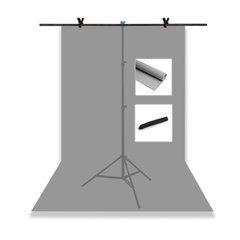 Набір для зйомки devicity: Сірий ПВХ фон для фото GALE Р4 1.2×2 м + Стійка тримач для фотофона GALE 1.5×2 м