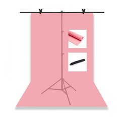 Набор для съемки devicity: Розовый ПВХ фон для фото GALE Р4 1.2×2 м + Стойка держатель для фона GALE 1.5×2 м