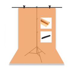 Набор для съемки devicity: Персиковый ПВХ фон для фото GALE Р4 1.2×2 м + Стойка держатель для фона GALE 1.5×2 м