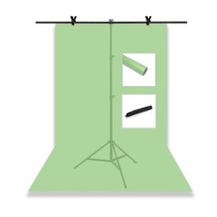 Набір для зйомки devicity: Салатовий ПВХ фон для фото GALE Р4 1.2×2 м + Стійка тримач для фотофона GALE 1.5×2 м