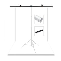 Набір для зйомки devicity: Білий ПВХ фон для фото (мат/глянец) GALE Р4 1.2×2 м + Стійка тримач для фотофона GALE 1.5×2 м