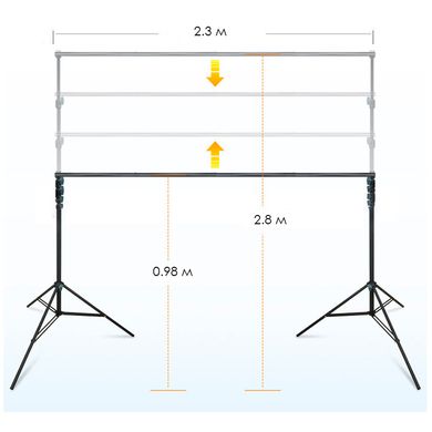 Белый виниловый фон для фото GALE P500 на трубе Crossbar D25 2.2×3 м + Стойка ворота Linсo Zenith 2.3×2.8 м