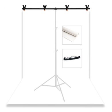 Набір для зйомки devicity: Білий ПВХ фон для фото GALE Р4 1.5×2 м + Стійка тримач для фотофона Linko Zenith 1.5×2 м