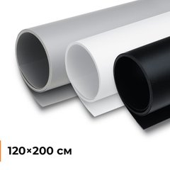 Набор: 3 виниловый ПВХ фона для предметной съемки devicity: Белый, Черный, Серый фотофоны DEVICITY виниловый ПВХ 1.2×2 м (Матовые)