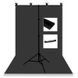 Набір для зйомки devicity: Чорний ПВХ фон для фото GALE Р4 1.5×2 м + Стійка тримач для фотофона Linko Zenith 1.5×2 м