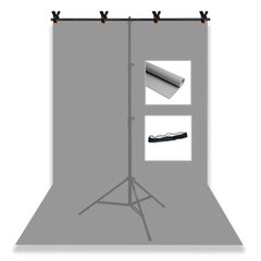 Набор для съемки devicity: Серый ПВХ фон для фото GALE Р4 1.5×2 м + Стойка держатель для фона Linko Zenith 1.5×2 м