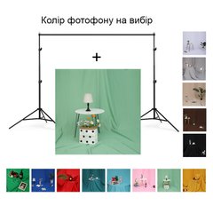 Набір для зйомки devicity: Салатовий тканинний фотофон GALE 3×4 м + Стійка ворота для фону Deep Dual Stand 3×2 м